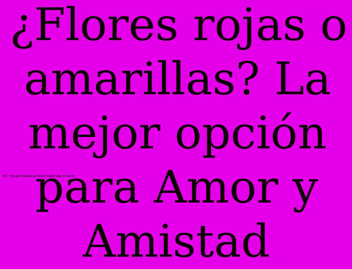 ¿Flores Rojas O Amarillas? La Mejor Opción Para Amor Y Amistad