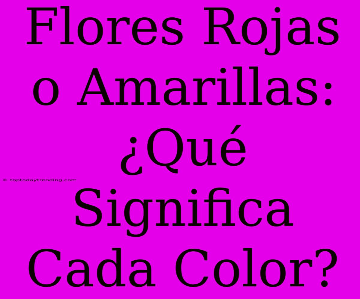 Flores Rojas O Amarillas: ¿Qué Significa Cada Color?