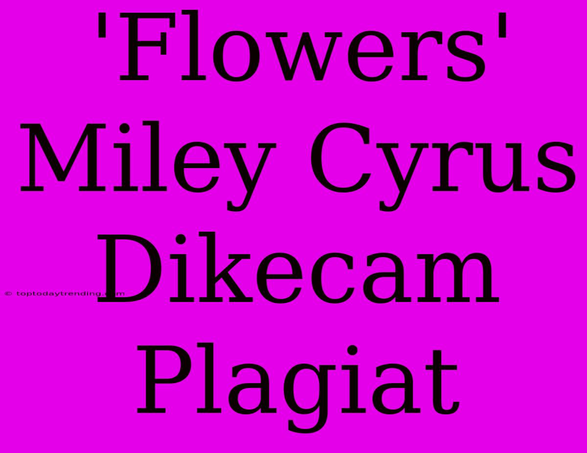 'Flowers' Miley Cyrus Dikecam Plagiat