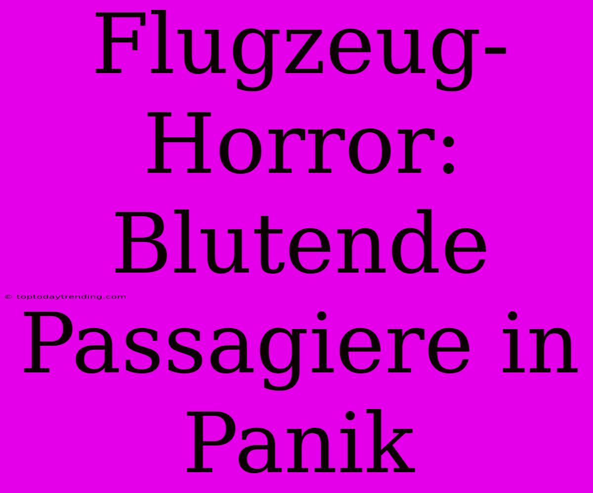 Flugzeug-Horror: Blutende Passagiere In Panik