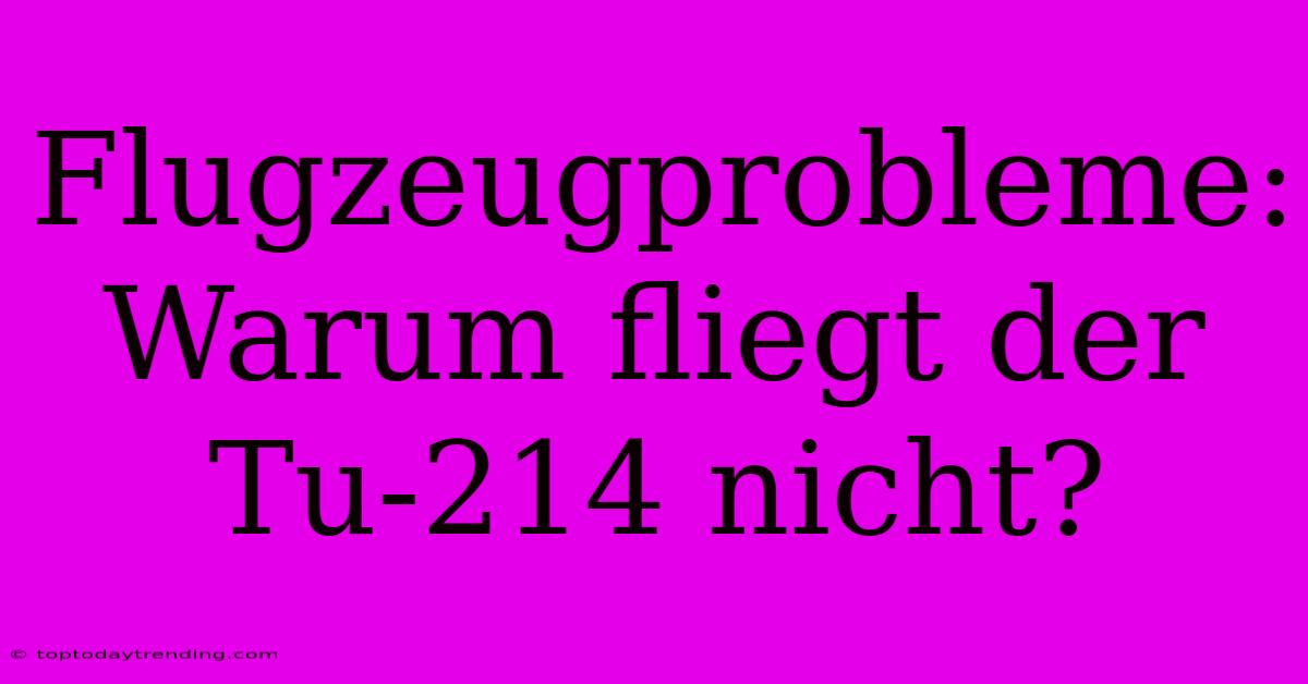 Flugzeugprobleme: Warum Fliegt Der Tu-214 Nicht?