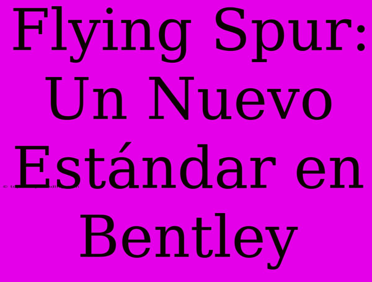 Flying Spur: Un Nuevo Estándar En Bentley