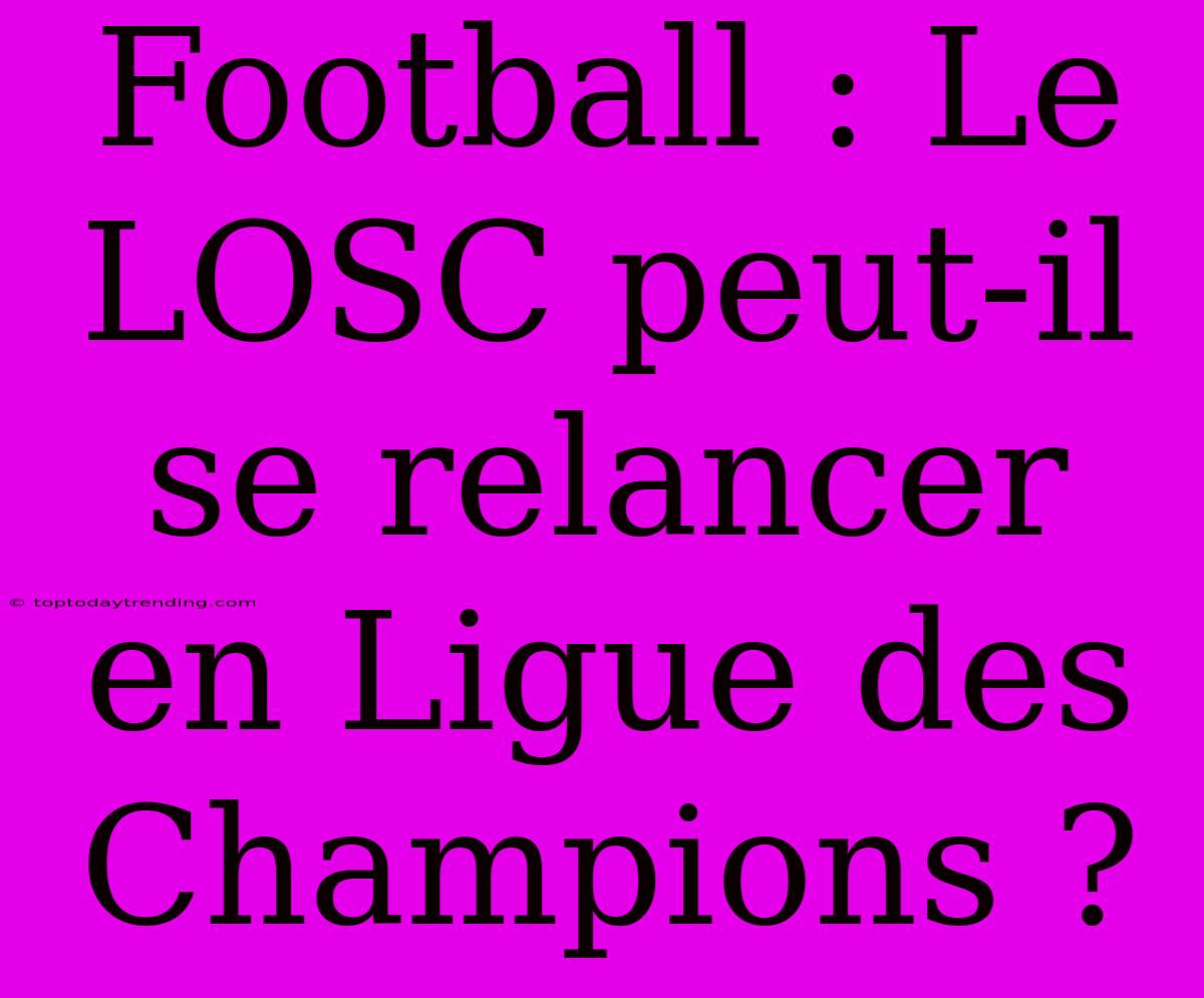 Football : Le LOSC Peut-il Se Relancer En Ligue Des Champions ?