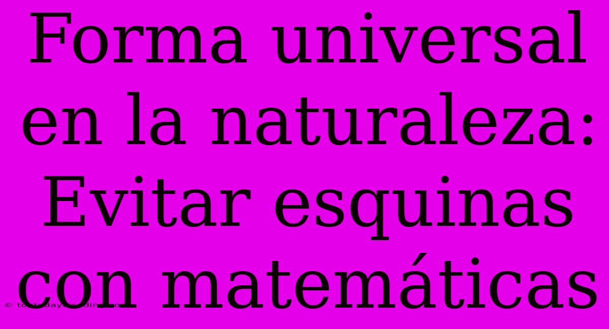 Forma Universal En La Naturaleza: Evitar Esquinas Con Matemáticas