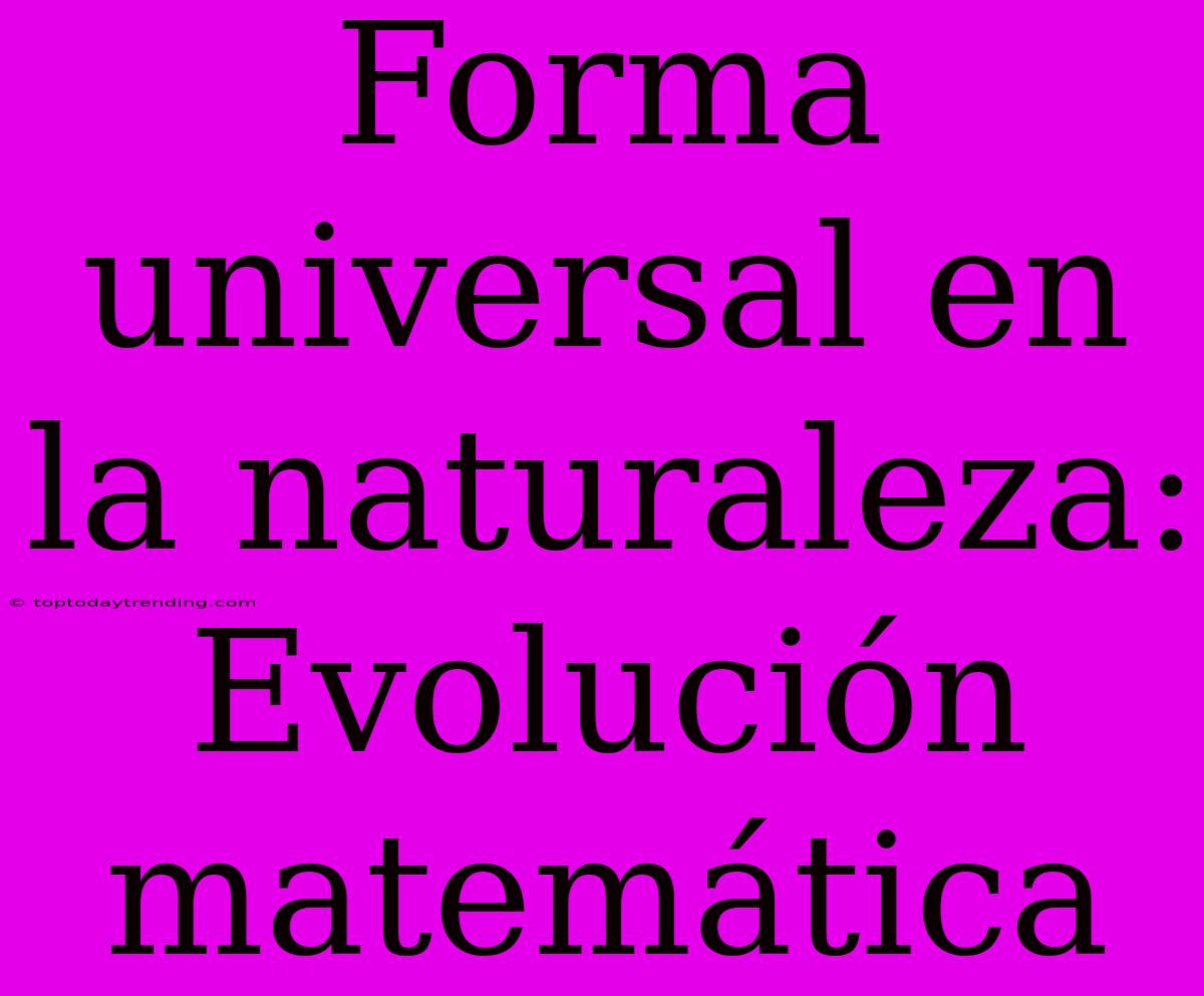 Forma Universal En La Naturaleza: Evolución Matemática