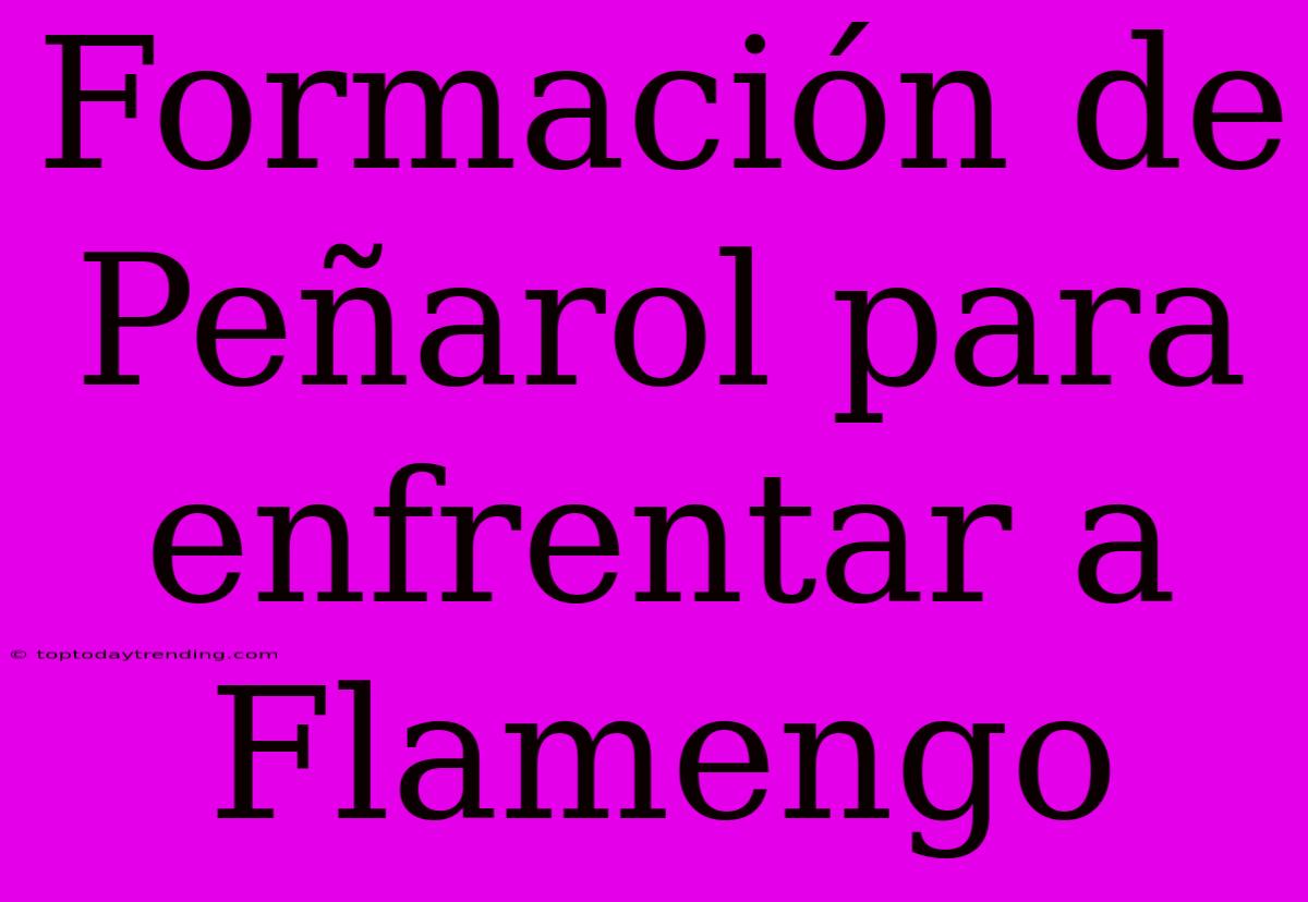 Formación De Peñarol Para Enfrentar A Flamengo