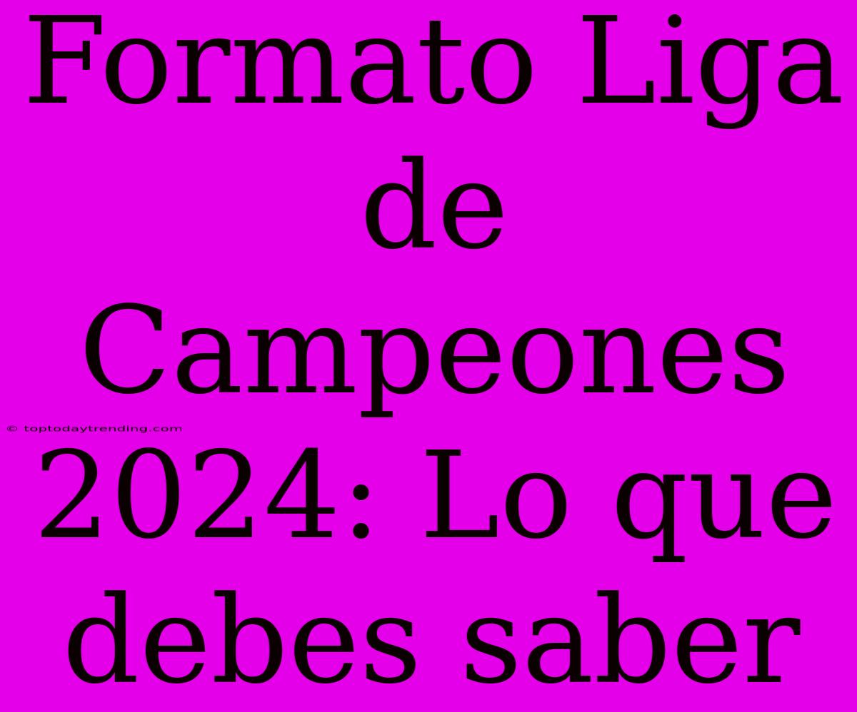 Formato Liga De Campeones 2024: Lo Que Debes Saber