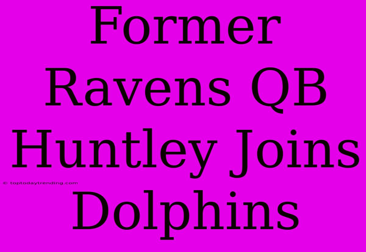 Former Ravens QB Huntley Joins Dolphins