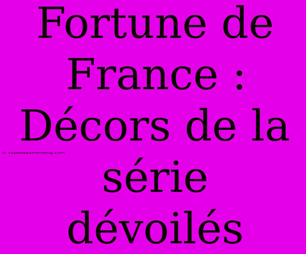 Fortune De France : Décors De La Série Dévoilés