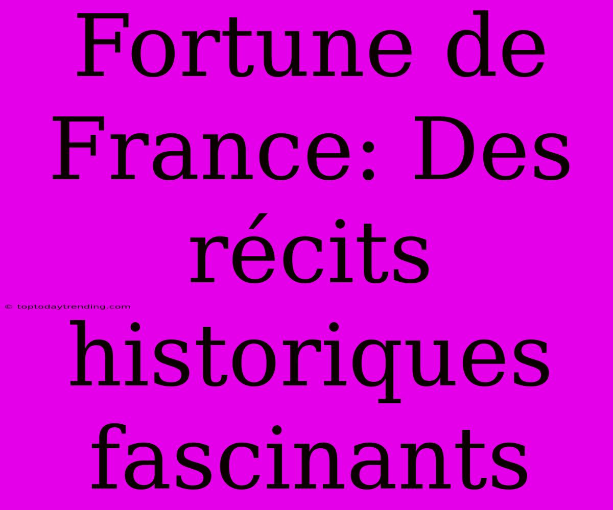 Fortune De France: Des Récits Historiques Fascinants