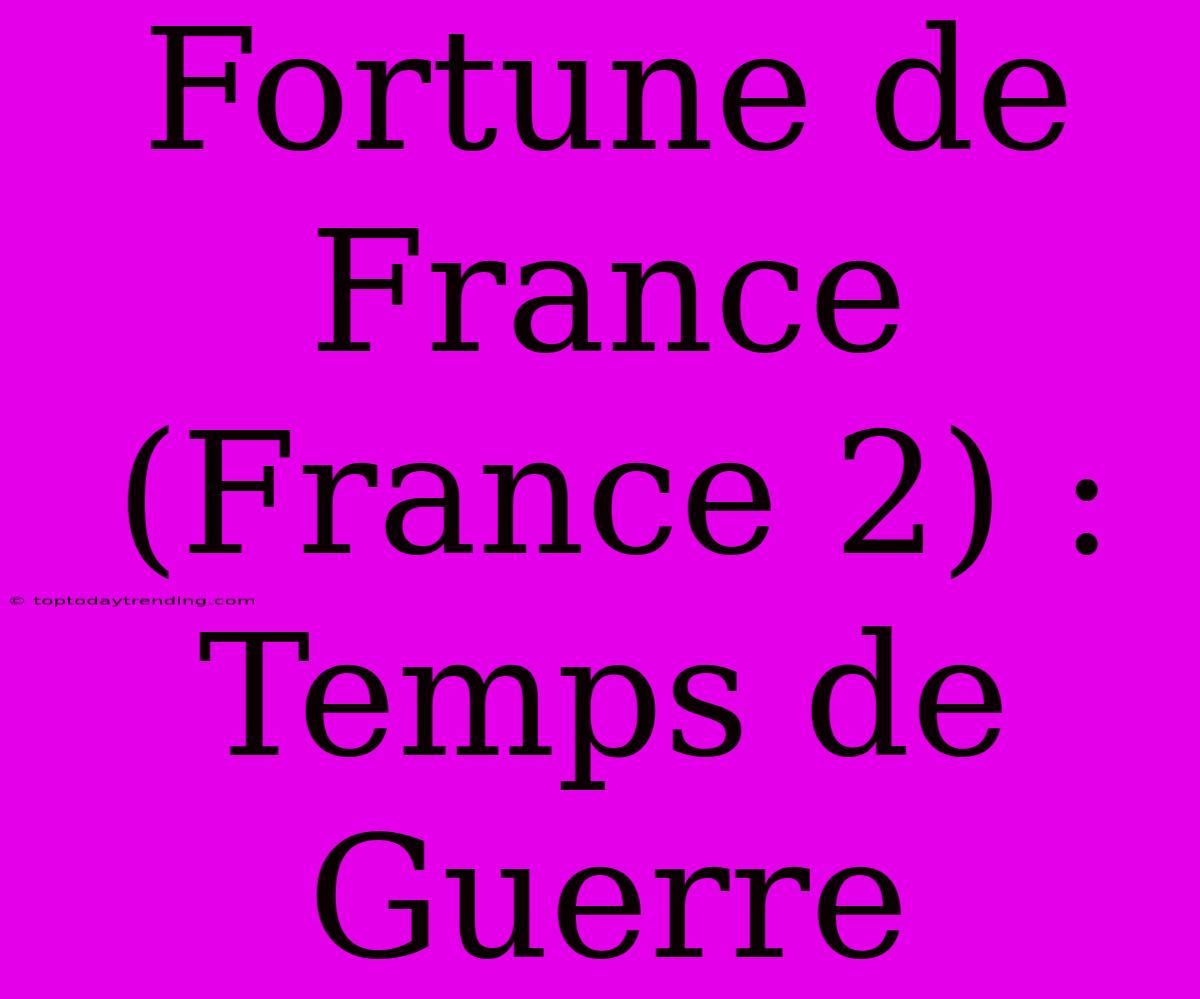 Fortune De France (France 2) : Temps De Guerre