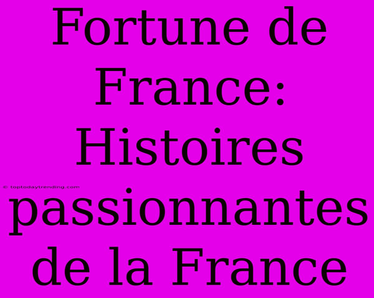 Fortune De France: Histoires Passionnantes De La France