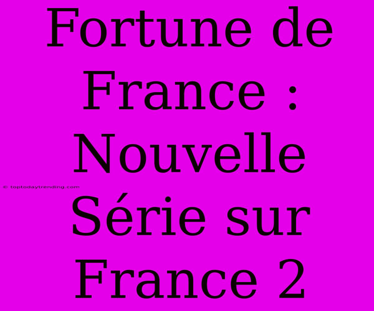 Fortune De France : Nouvelle Série Sur France 2