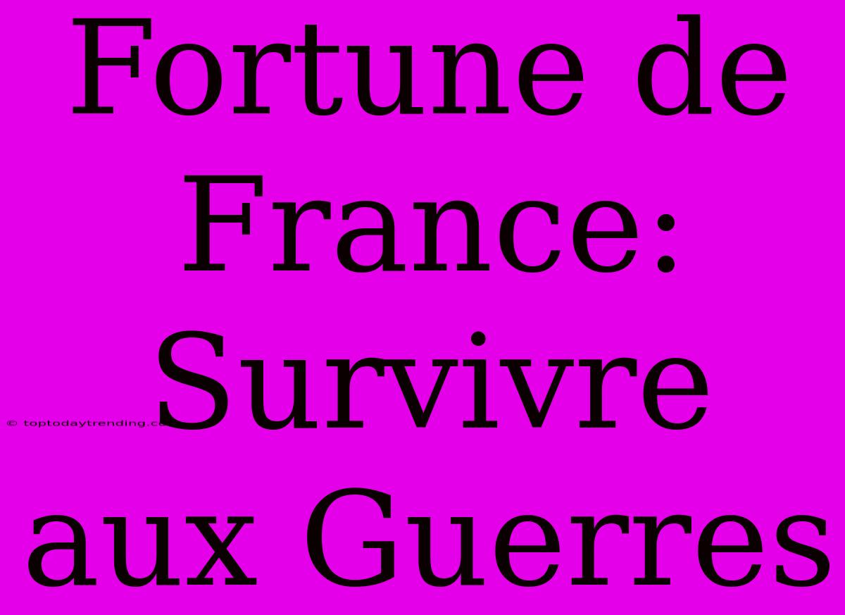 Fortune De France: Survivre Aux Guerres