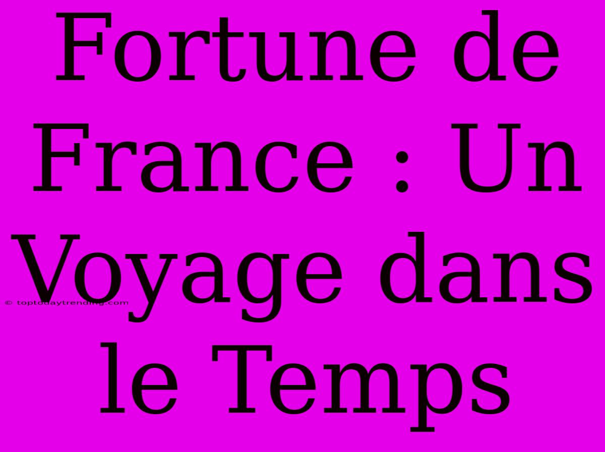 Fortune De France : Un Voyage Dans Le Temps