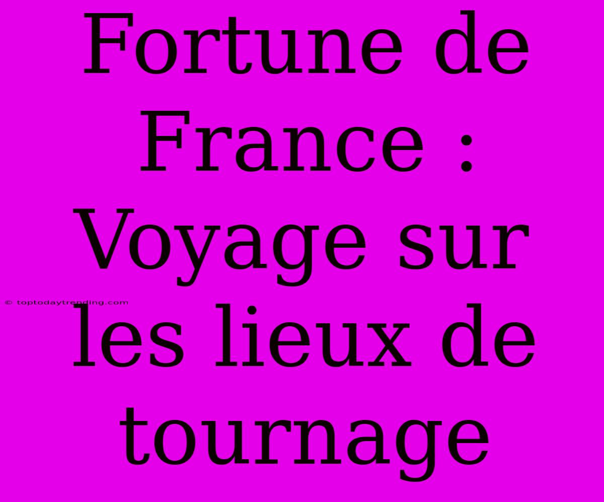 Fortune De France : Voyage Sur Les Lieux De Tournage