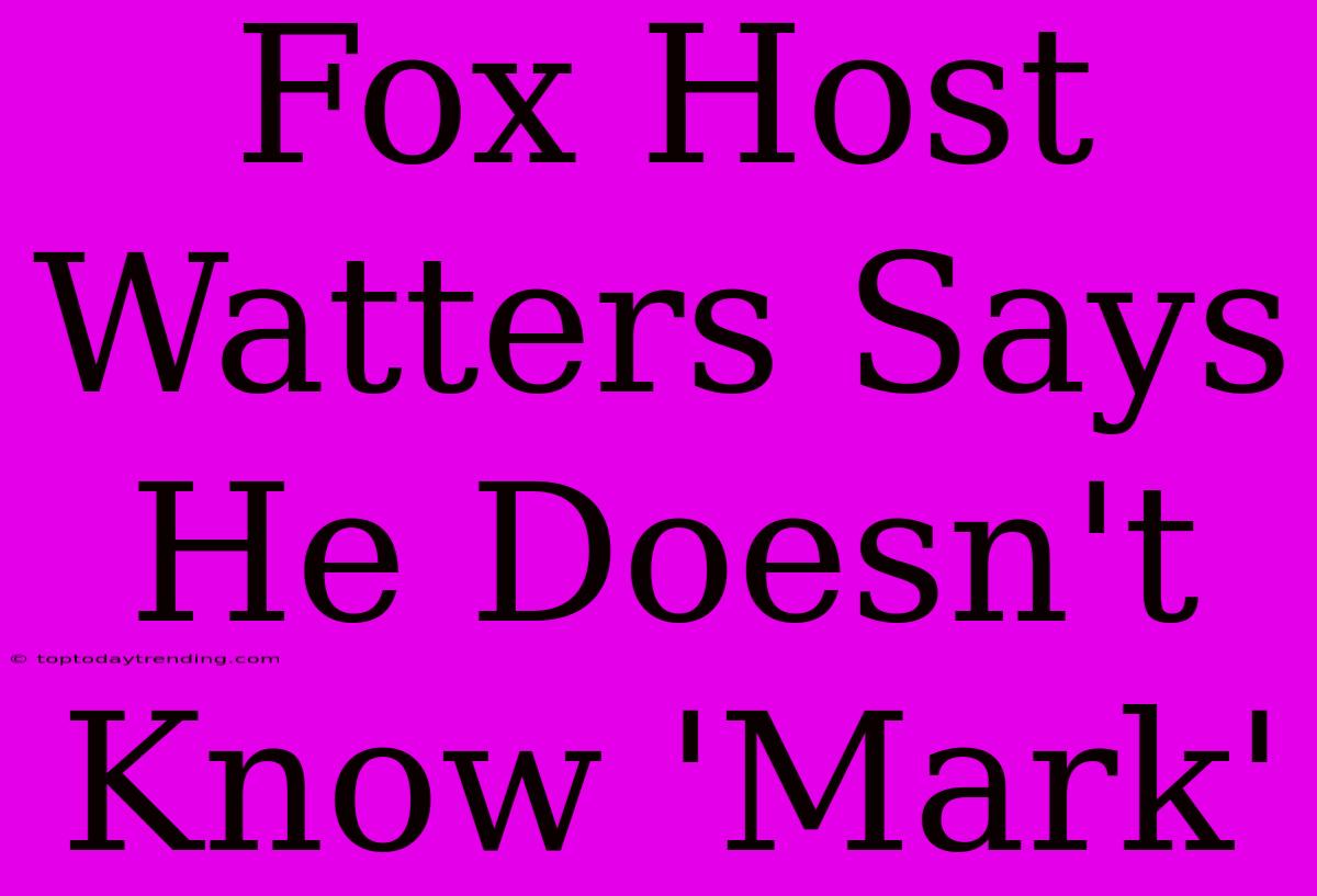 Fox Host Watters Says He Doesn't Know 'Mark'