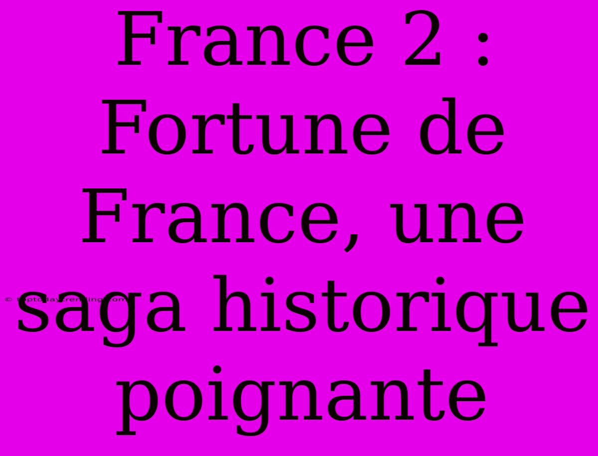 France 2 : Fortune De France, Une Saga Historique Poignante