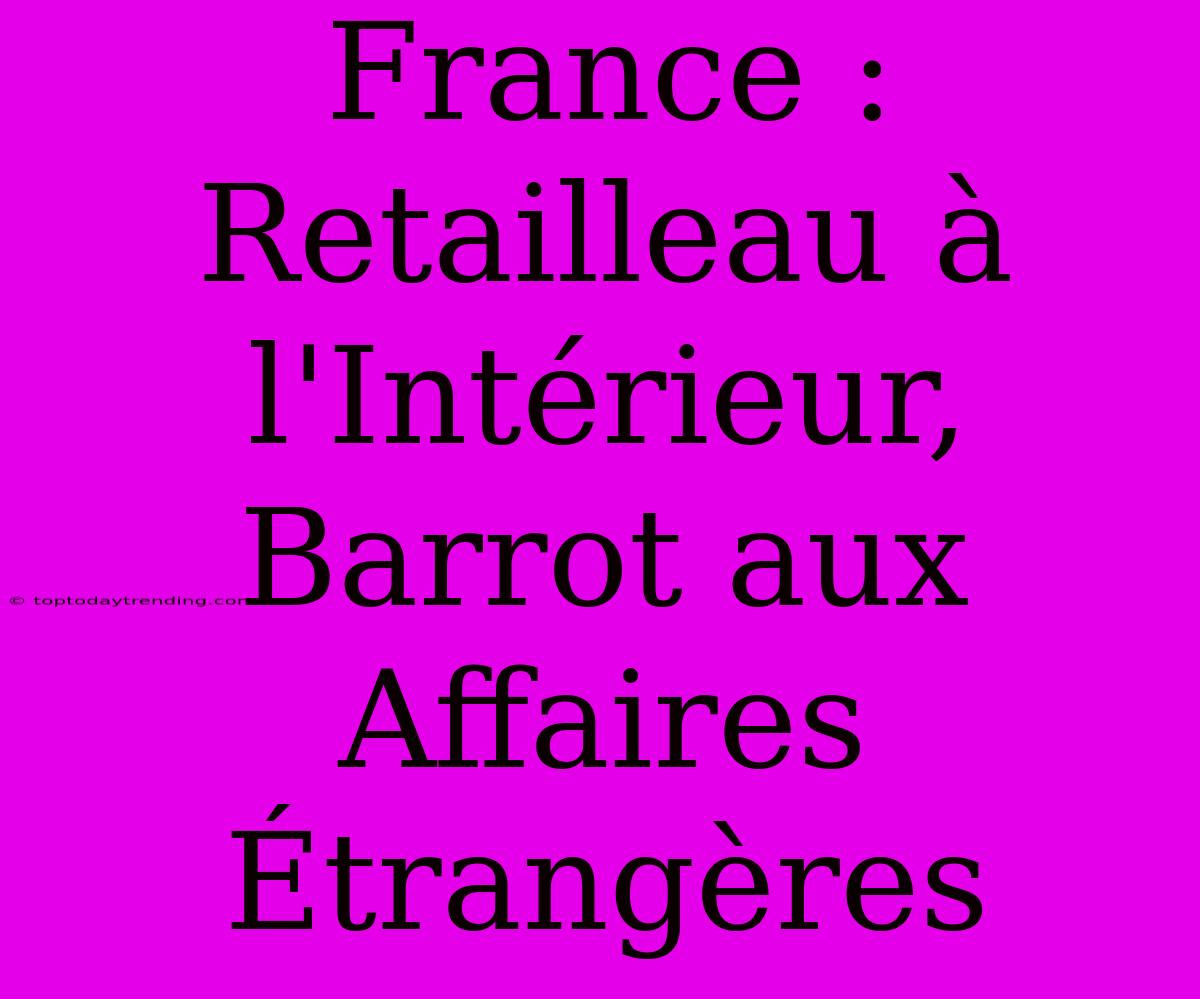 France : Retailleau À L'Intérieur, Barrot Aux Affaires Étrangères