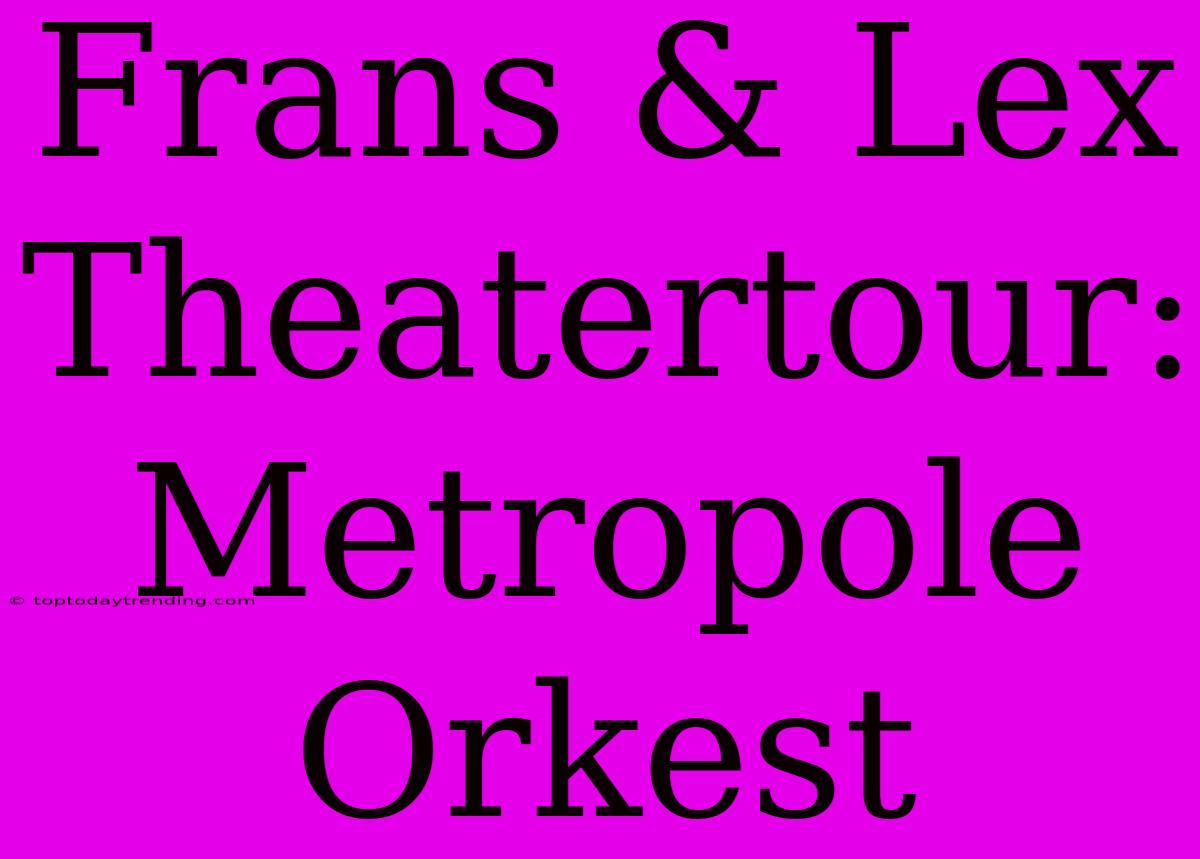 Frans & Lex Theatertour: Metropole Orkest