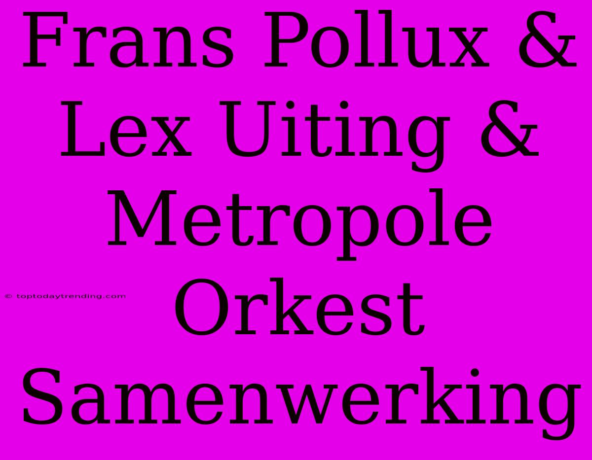 Frans Pollux & Lex Uiting & Metropole Orkest Samenwerking