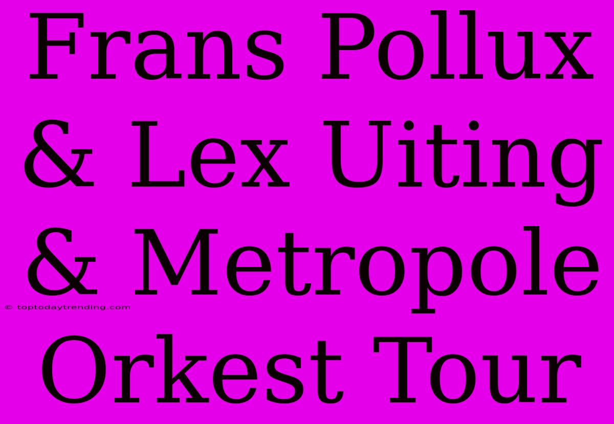 Frans Pollux & Lex Uiting & Metropole Orkest Tour