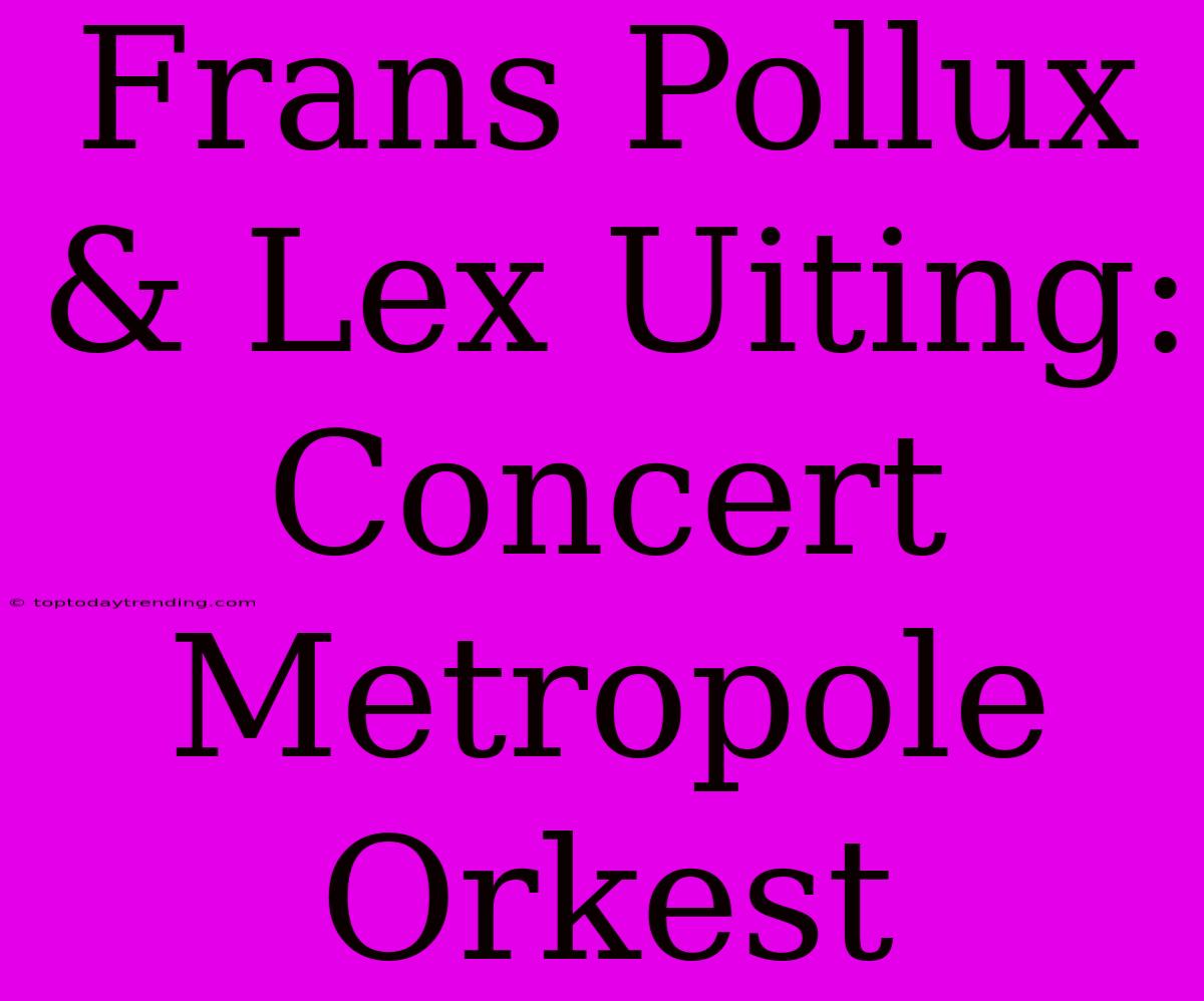 Frans Pollux & Lex Uiting: Concert Metropole Orkest