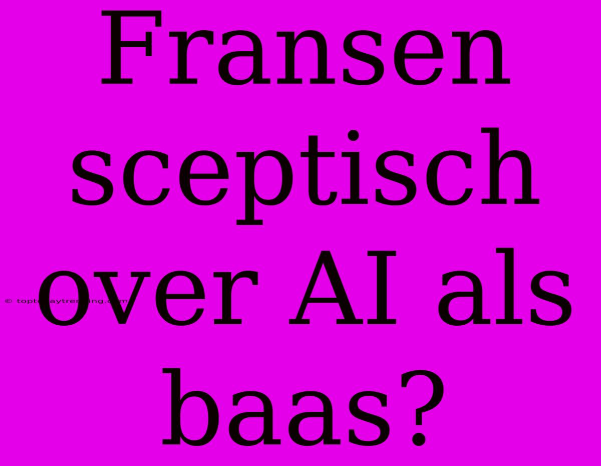 Fransen Sceptisch Over AI Als Baas?