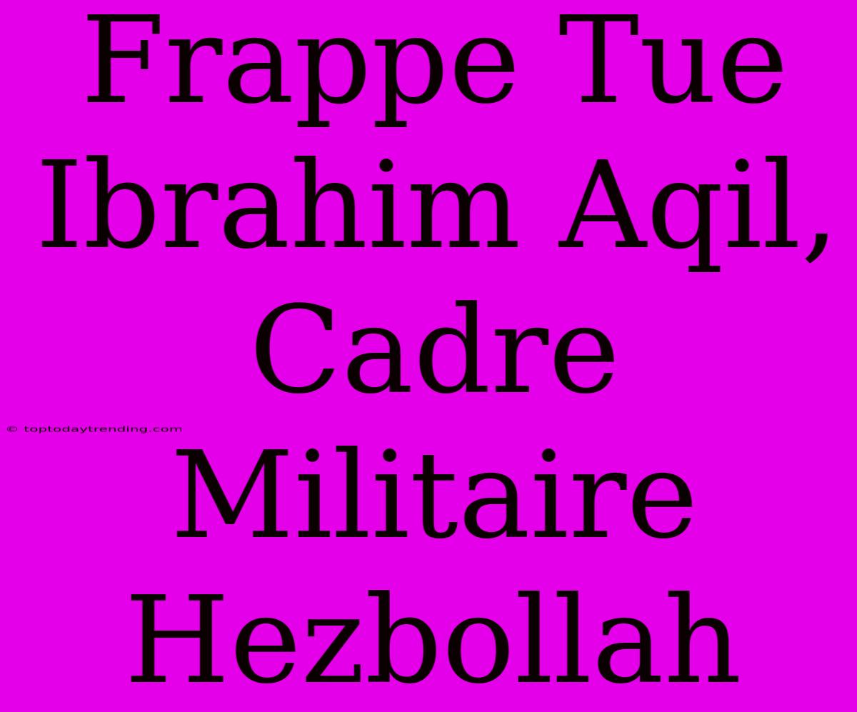 Frappe Tue Ibrahim Aqil, Cadre Militaire Hezbollah