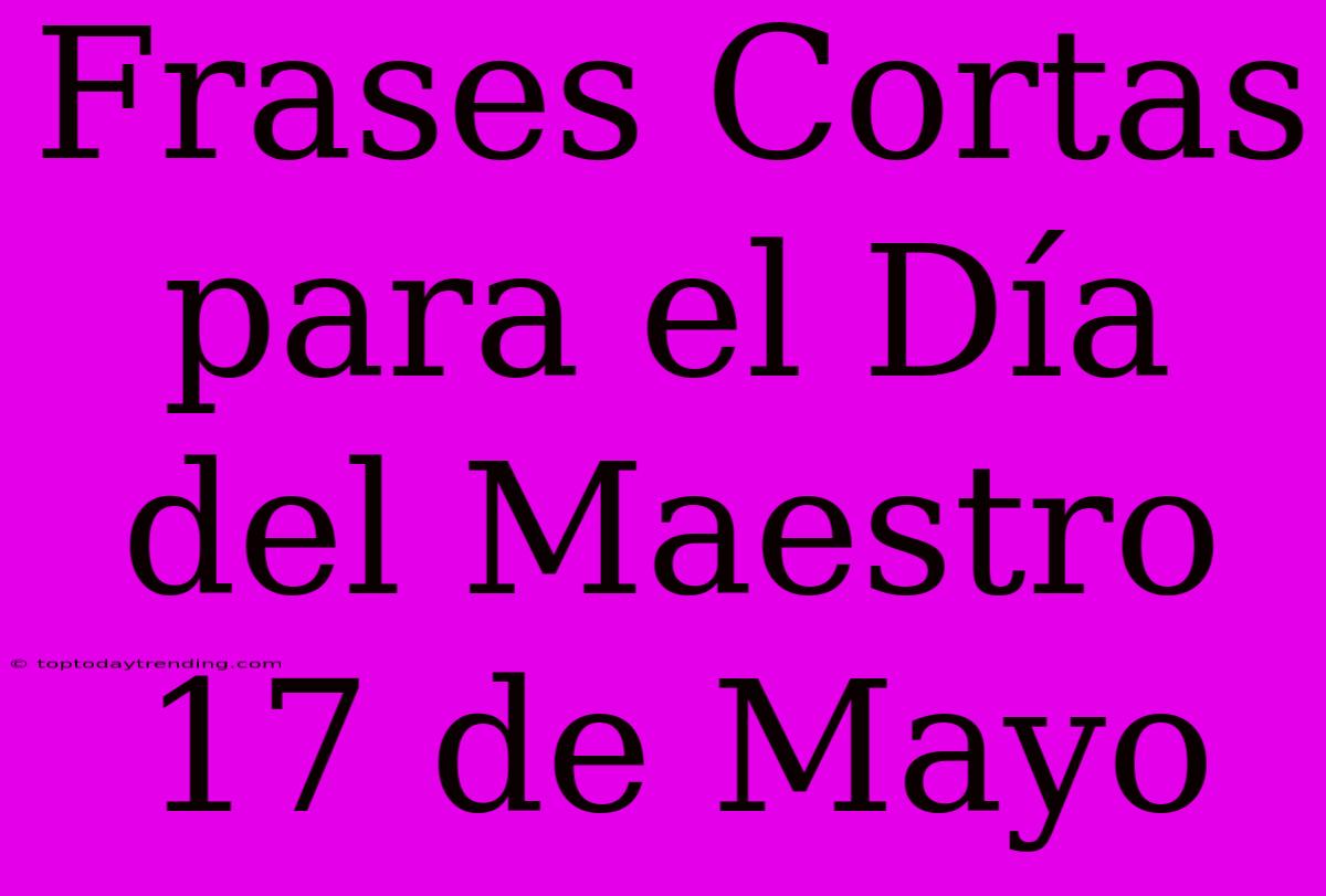 Frases Cortas Para El Día Del Maestro 17 De Mayo