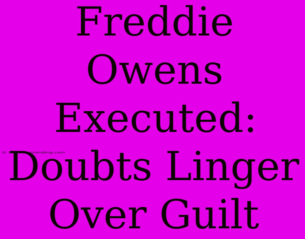 Freddie Owens Executed: Doubts Linger Over Guilt