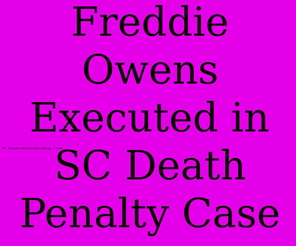 Freddie Owens Executed In SC Death Penalty Case