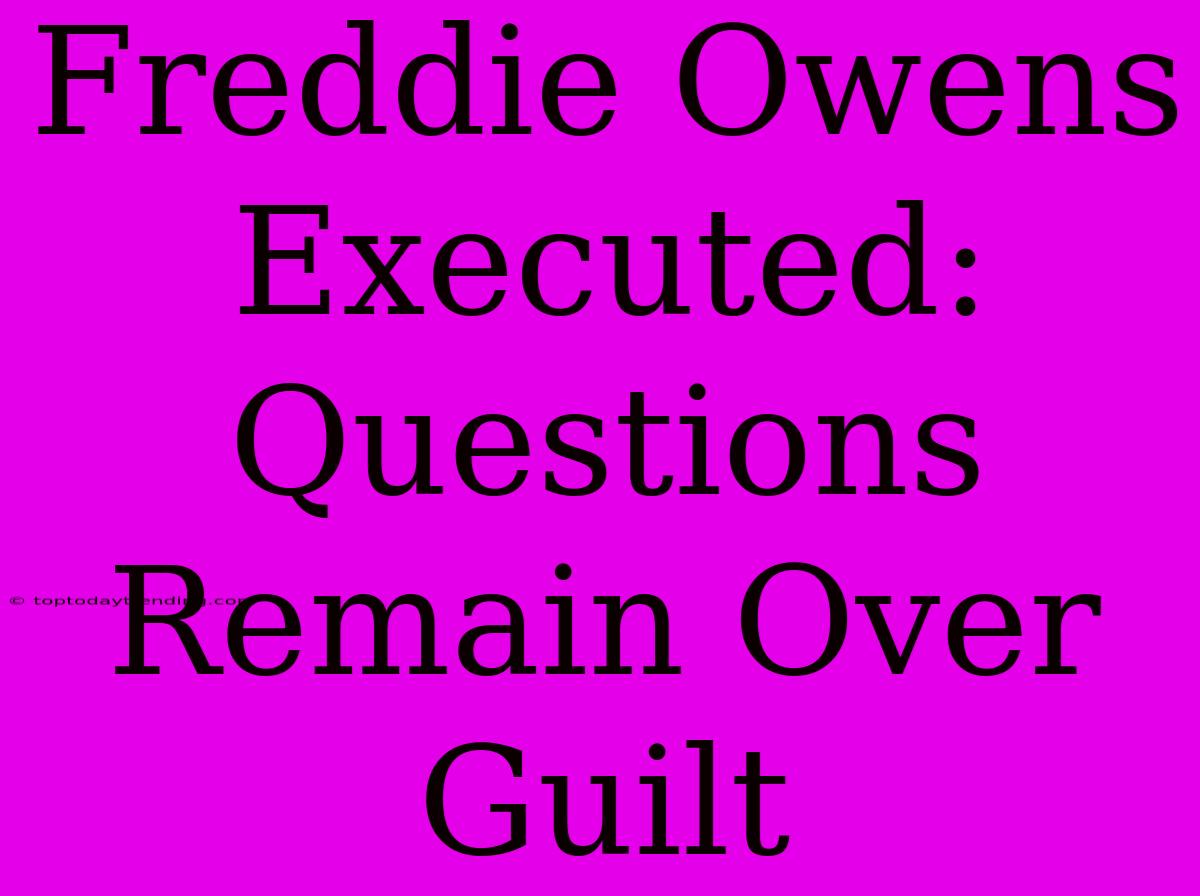 Freddie Owens Executed: Questions Remain Over Guilt