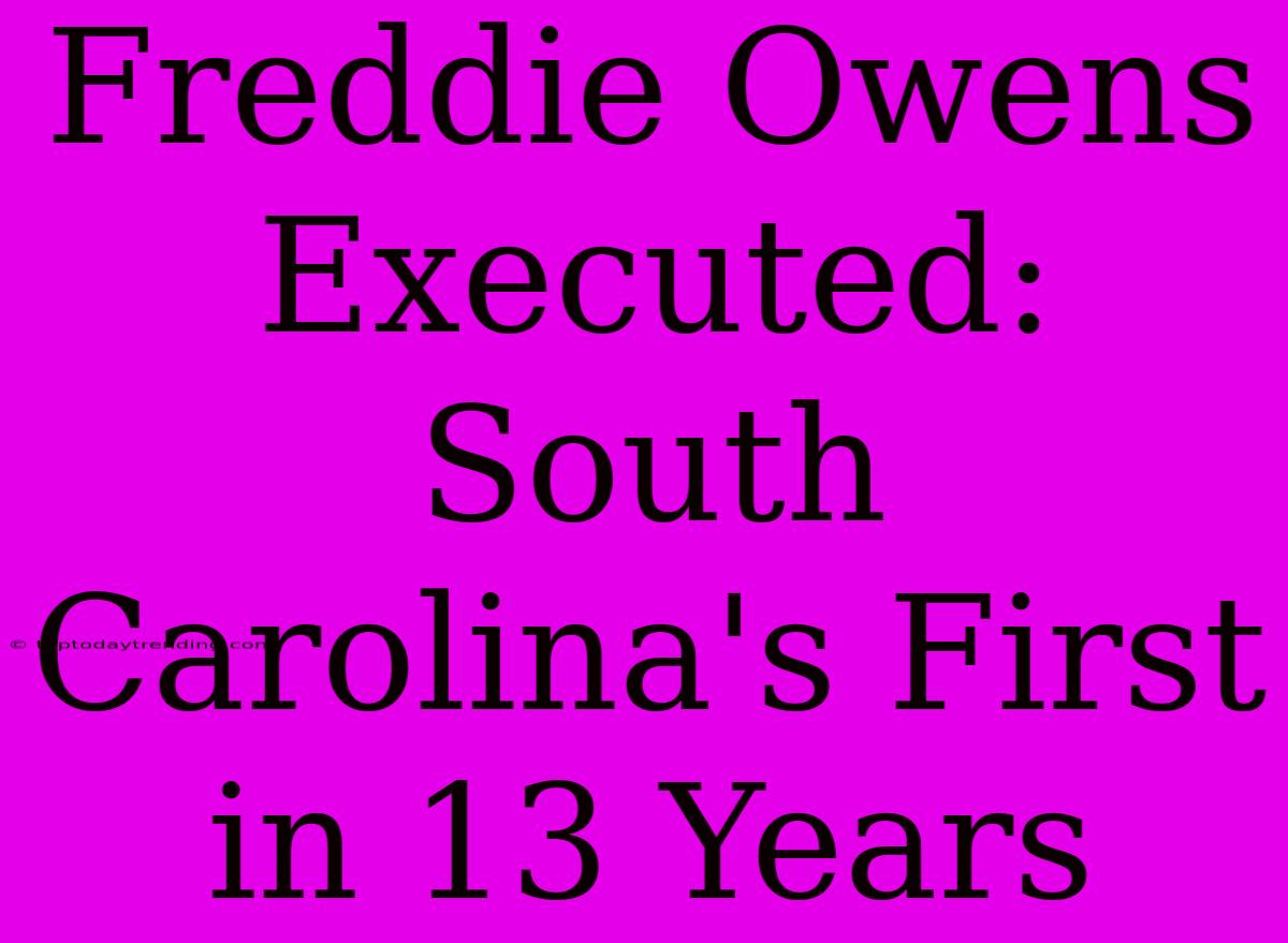 Freddie Owens Executed: South Carolina's First In 13 Years