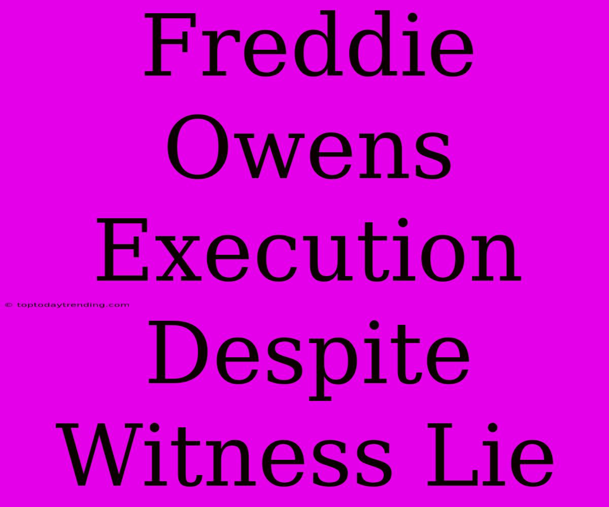 Freddie Owens Execution Despite Witness Lie