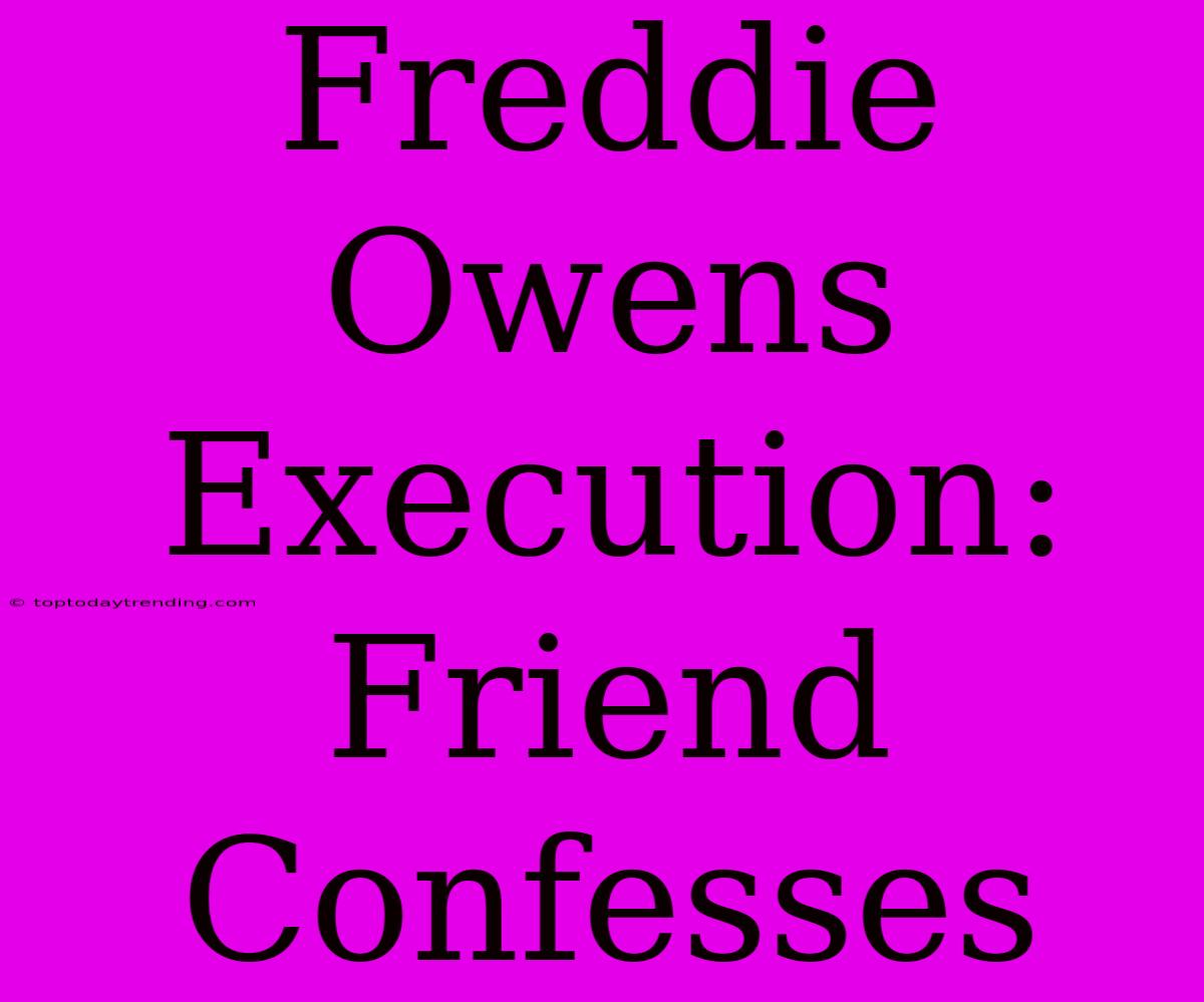 Freddie Owens Execution: Friend Confesses