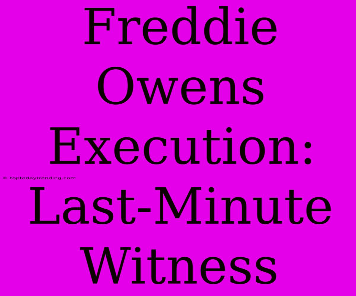 Freddie Owens Execution:  Last-Minute Witness