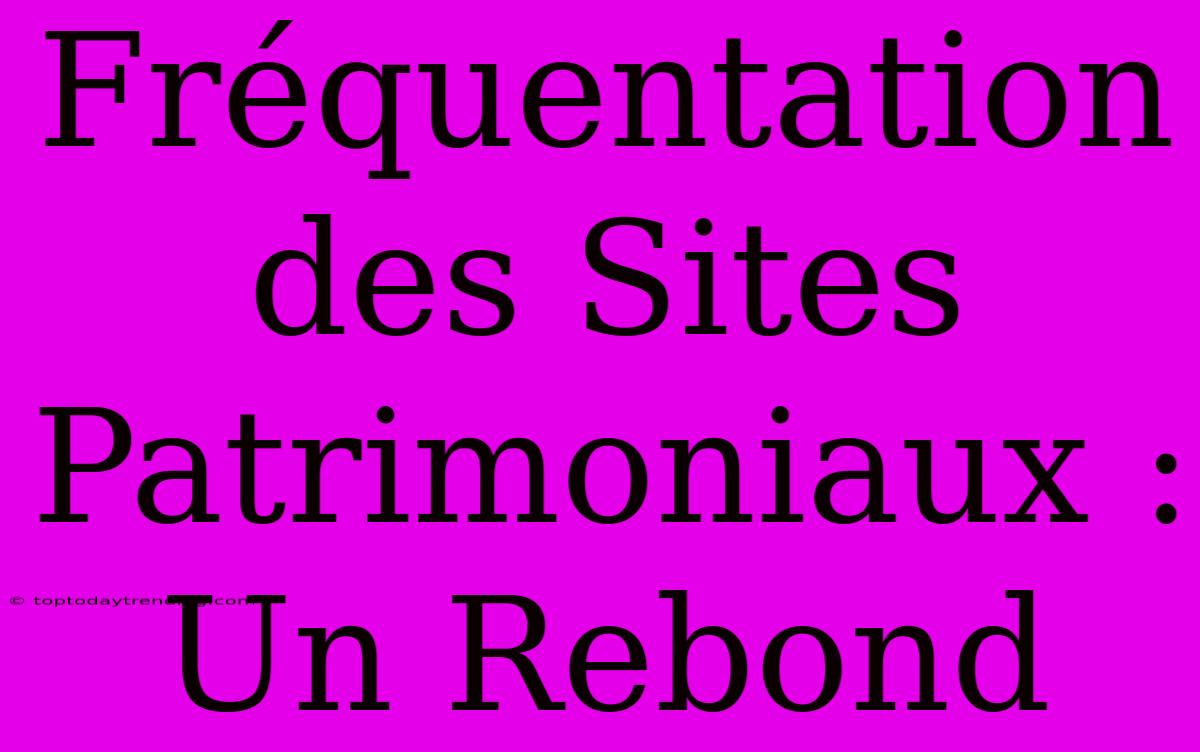 Fréquentation Des Sites Patrimoniaux : Un Rebond