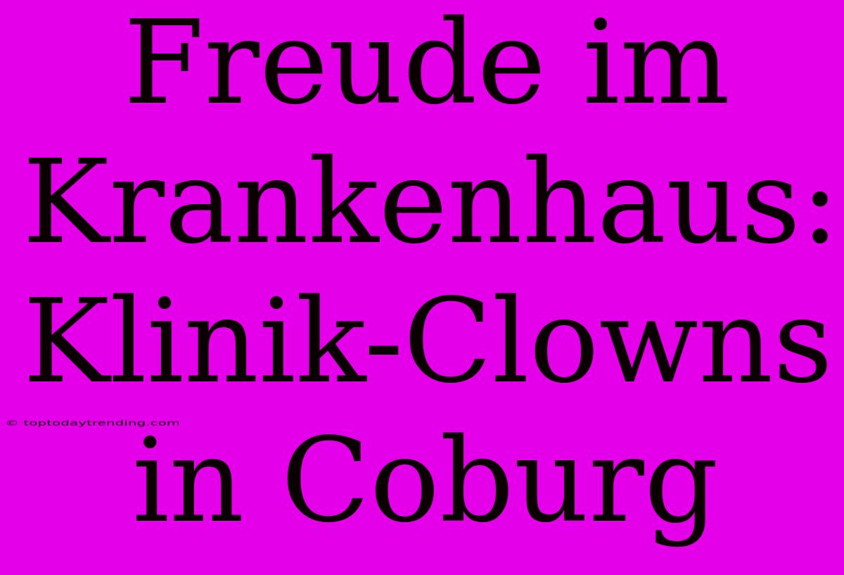 Freude Im Krankenhaus: Klinik-Clowns In Coburg