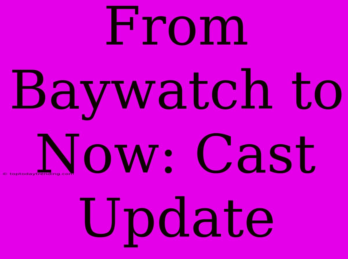 From Baywatch To Now: Cast Update