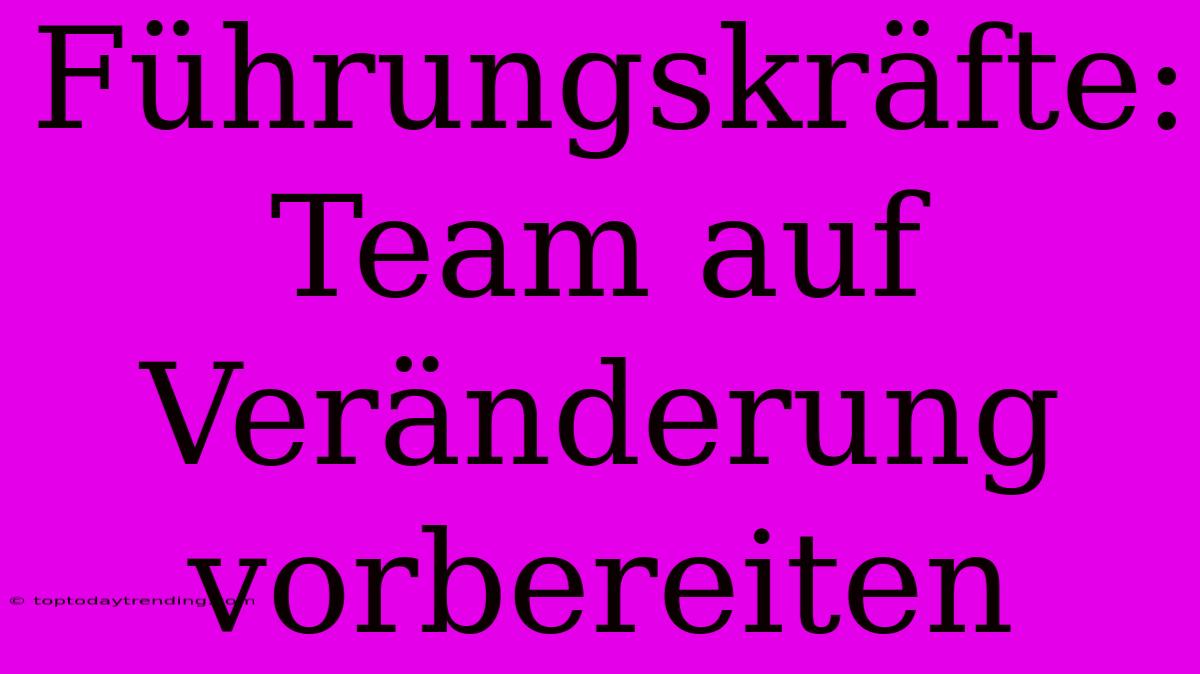 Führungskräfte: Team Auf Veränderung Vorbereiten