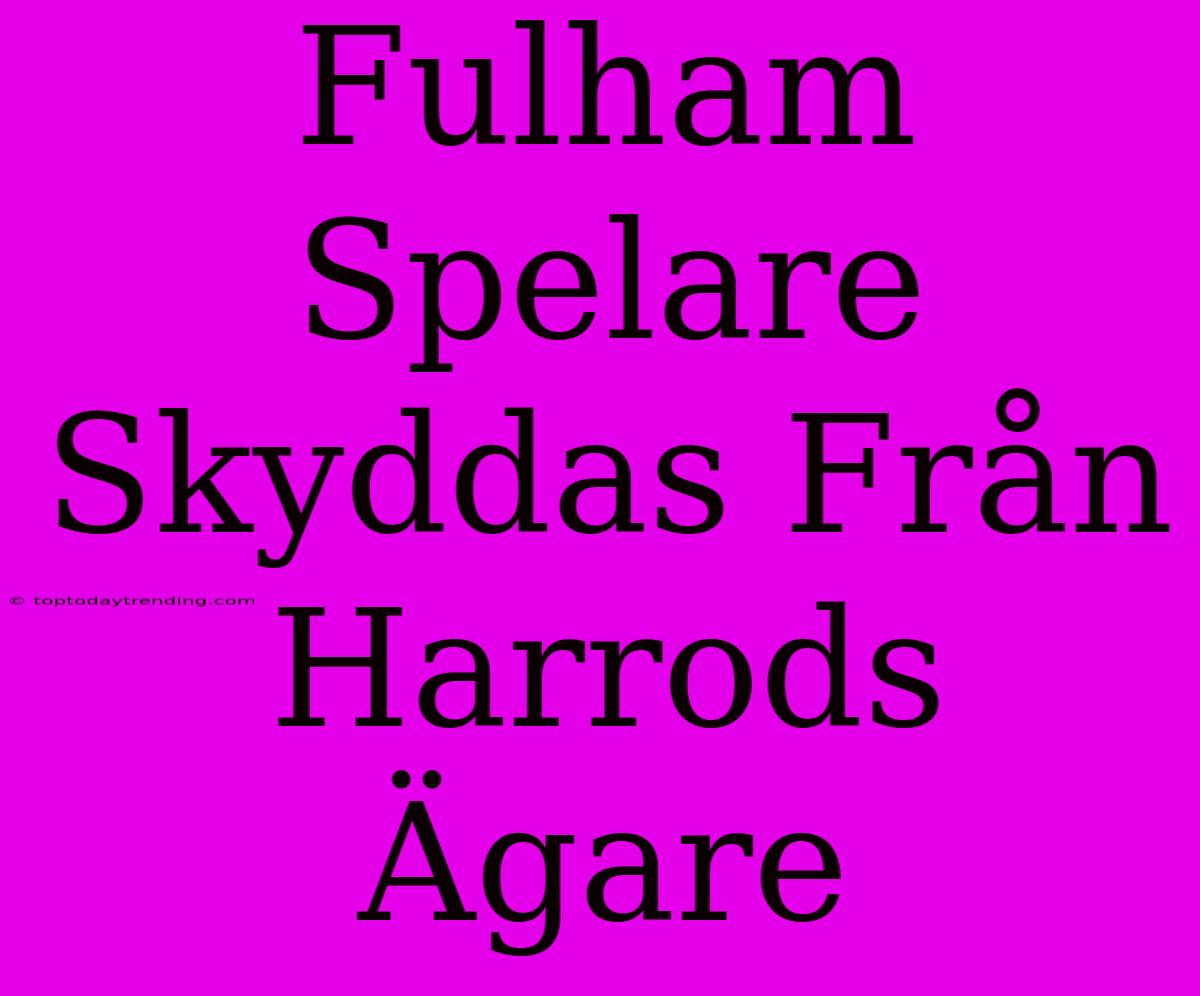 Fulham Spelare Skyddas Från Harrods Ägare