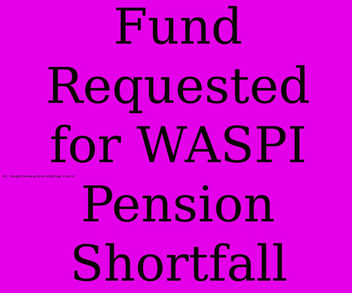 Fund Requested For WASPI Pension Shortfall