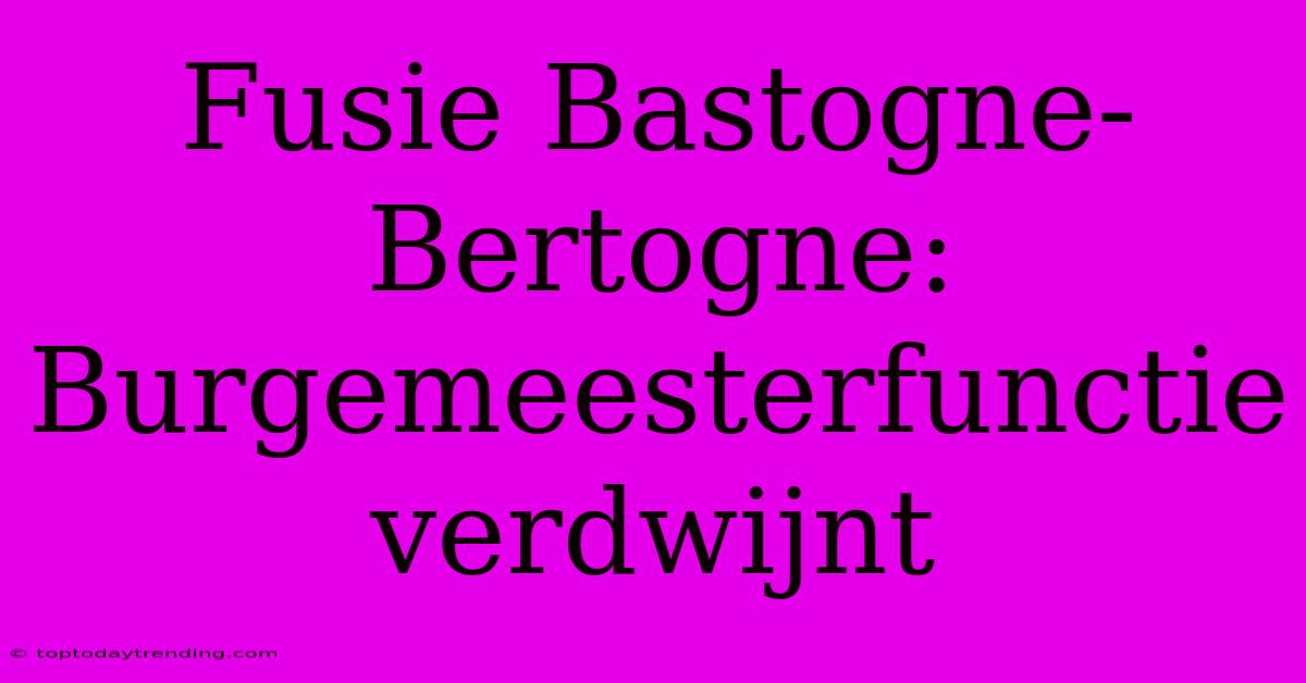 Fusie Bastogne-Bertogne: Burgemeesterfunctie Verdwijnt