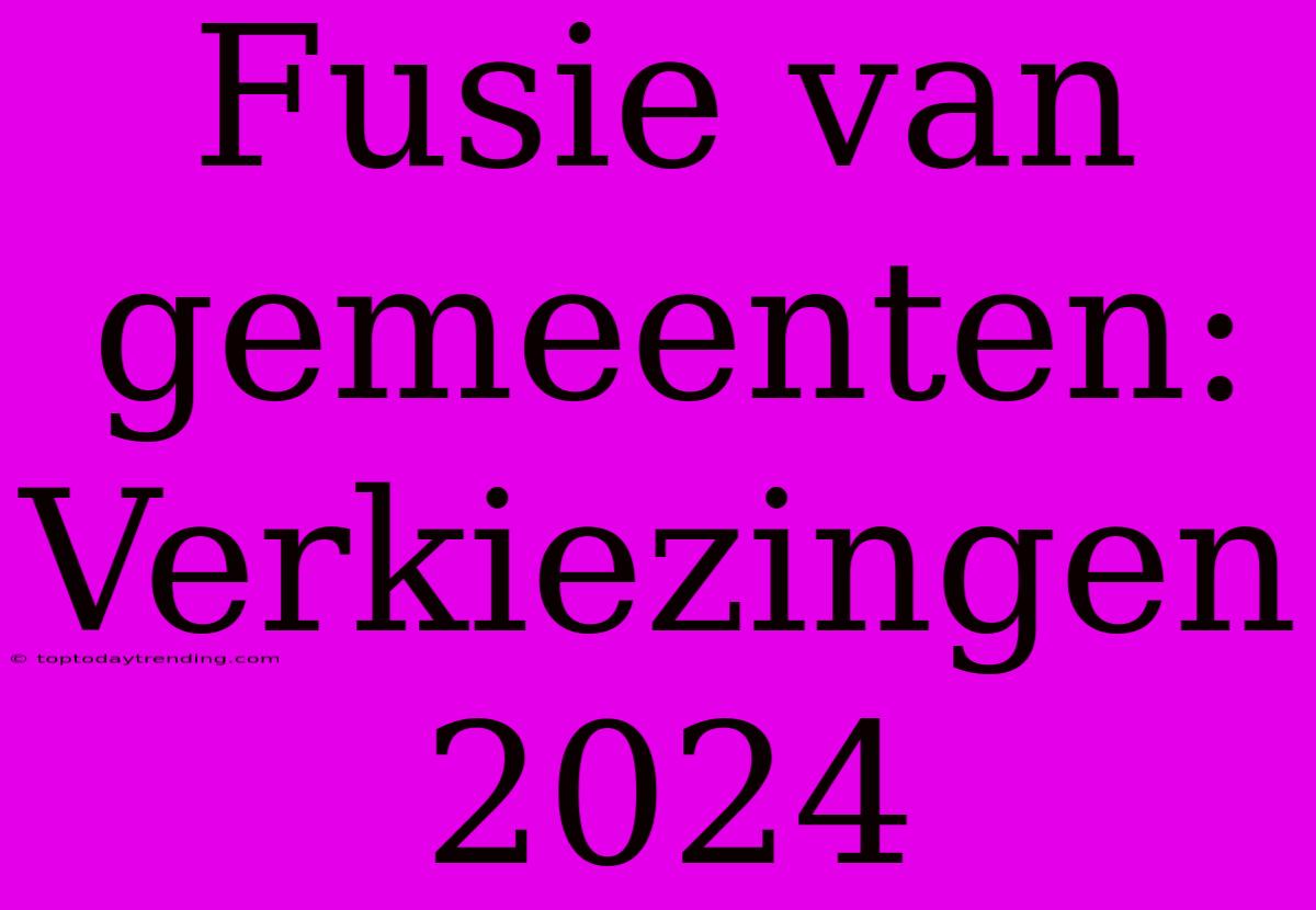 Fusie Van Gemeenten: Verkiezingen 2024