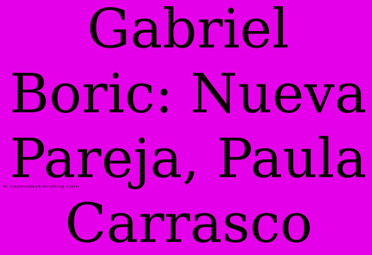 Gabriel Boric: Nueva Pareja, Paula Carrasco