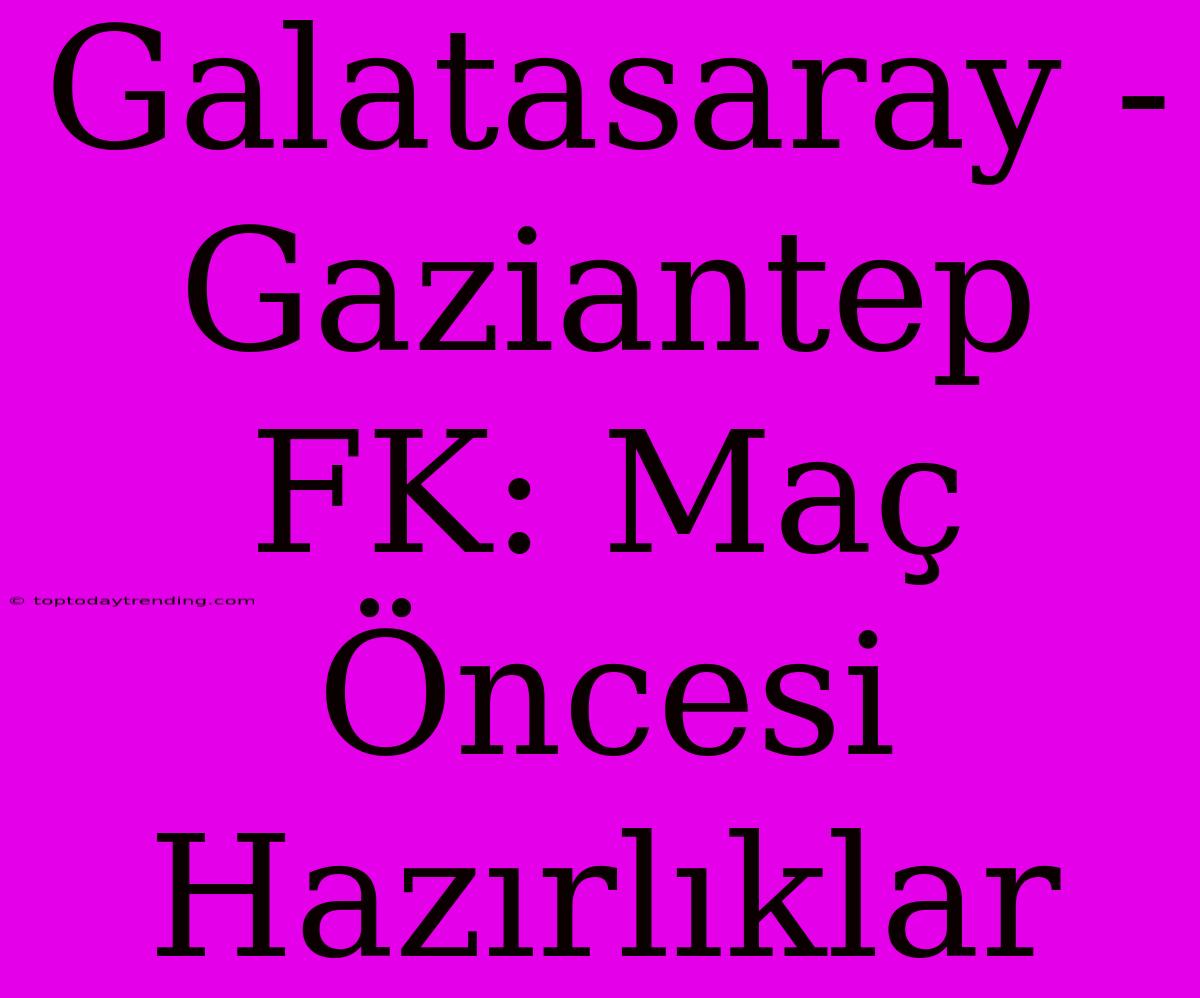 Galatasaray - Gaziantep FK: Maç Öncesi Hazırlıklar