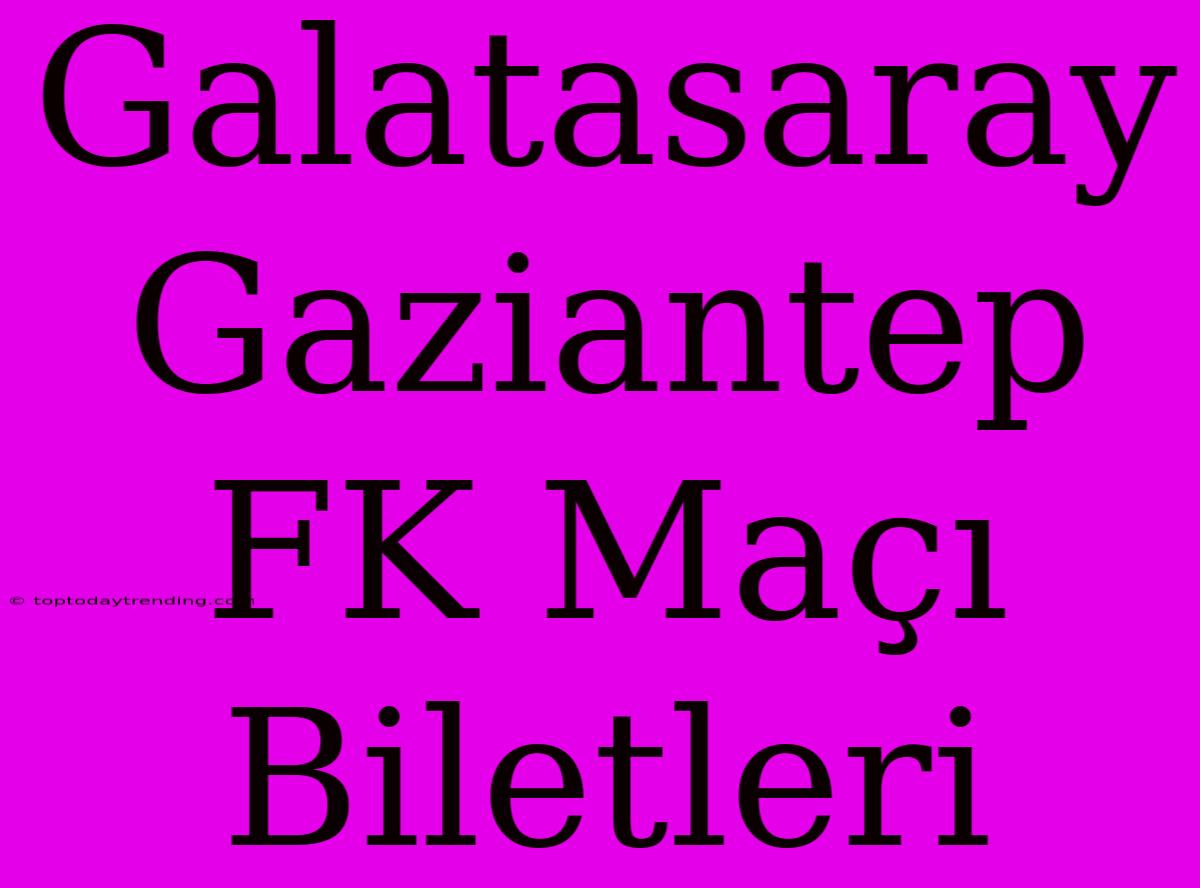 Galatasaray Gaziantep FK Maçı Biletleri