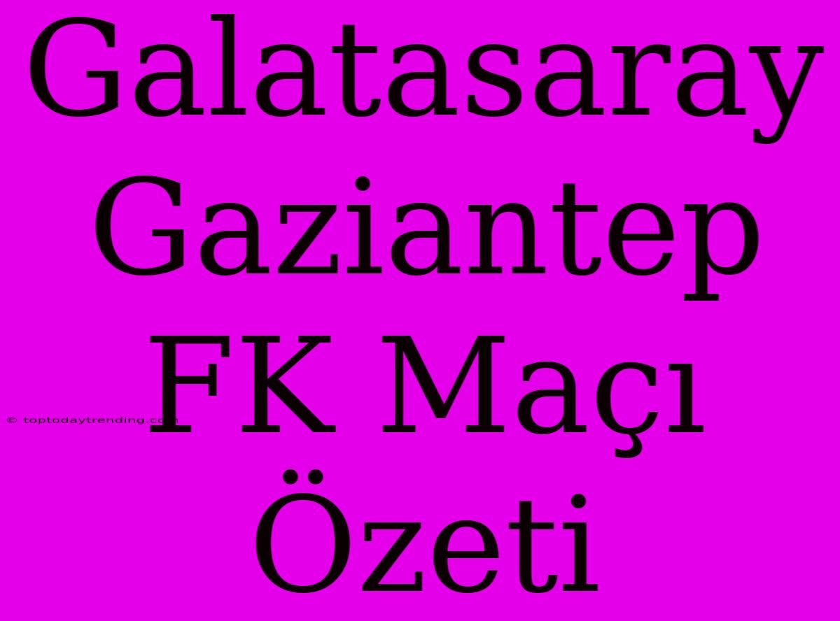 Galatasaray Gaziantep FK Maçı Özeti