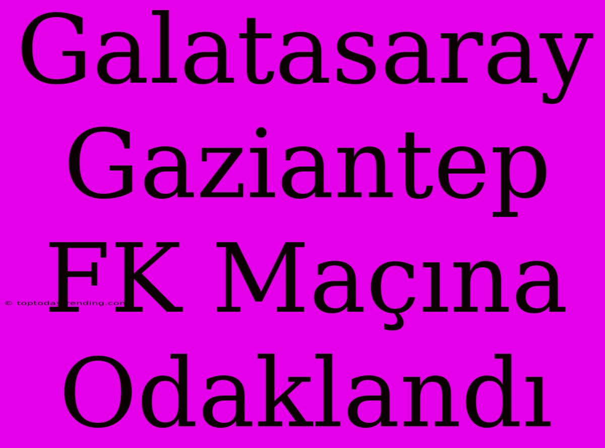 Galatasaray Gaziantep FK Maçına Odaklandı